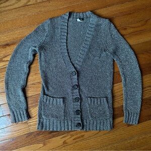 J. Crew Sparkly Metallic Silver Cardigan Sweater  XS